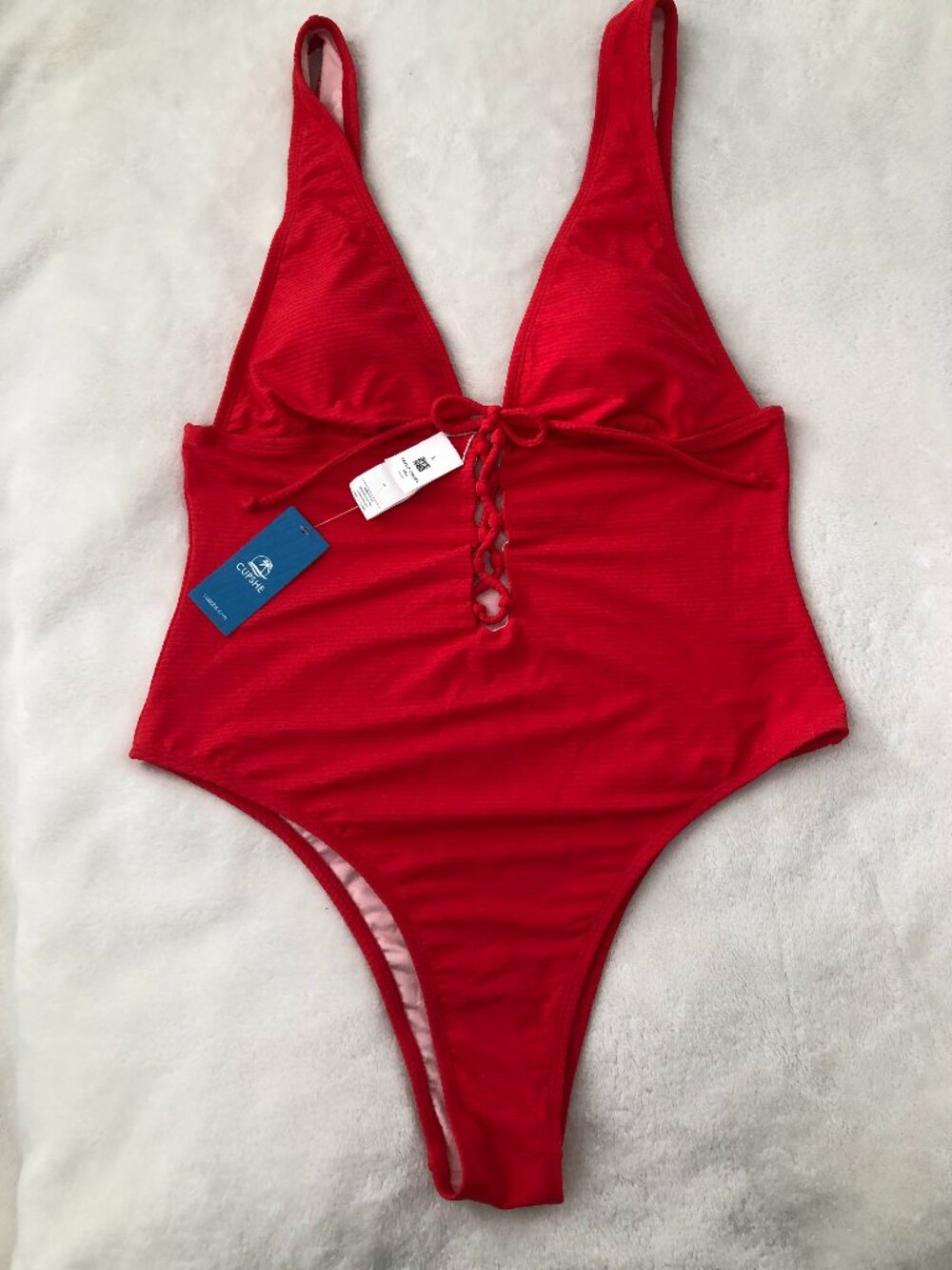 Cupshe Red Plunge One-Piece Swimsuit Size L